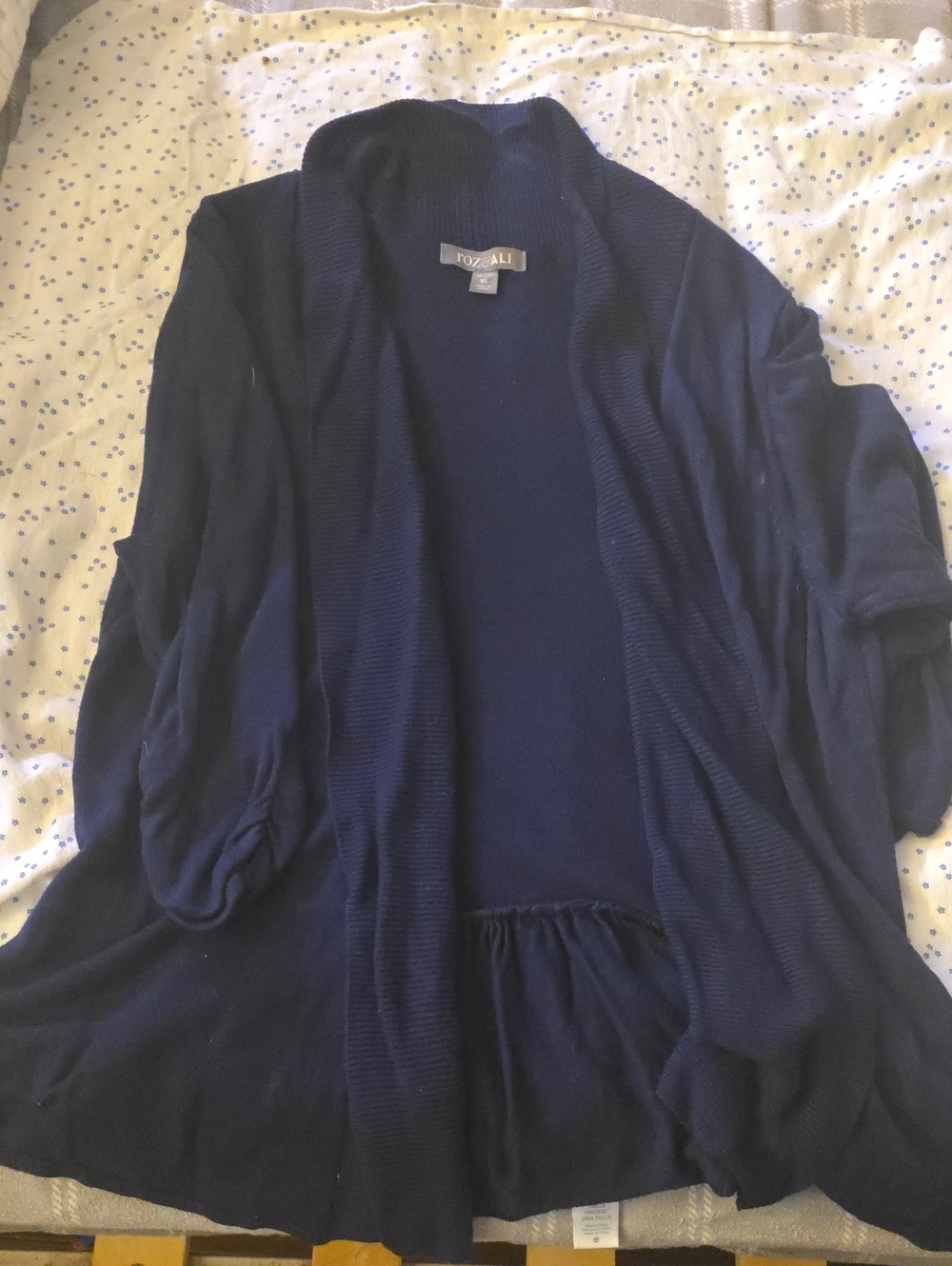 Roz & Ali Navy Open-Front Draped Cardigan